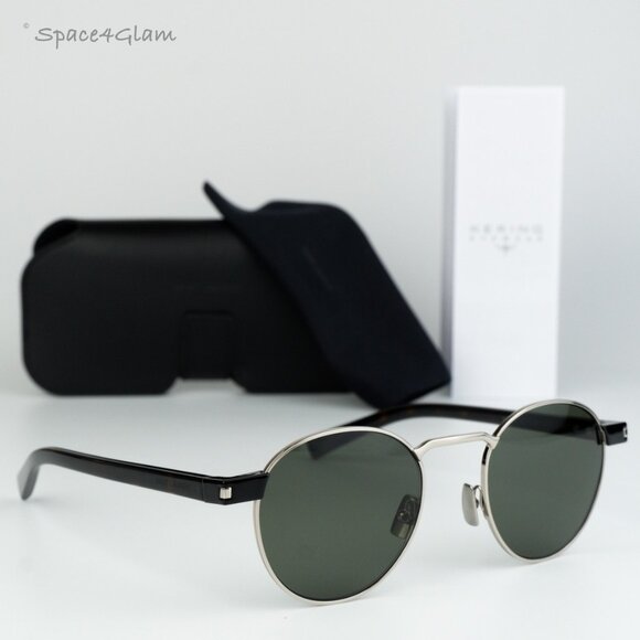 BRAND NEW Saint Laurent SL707 001 Silver Havana Grey Oval Unisex Sunglasses - Picture 3 of 10